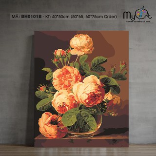 Tranh tô màu sơn dầu số hóa - Mã BH0101B Tranh hoa tĩnh vật treo tường trang trí làm quà tặng