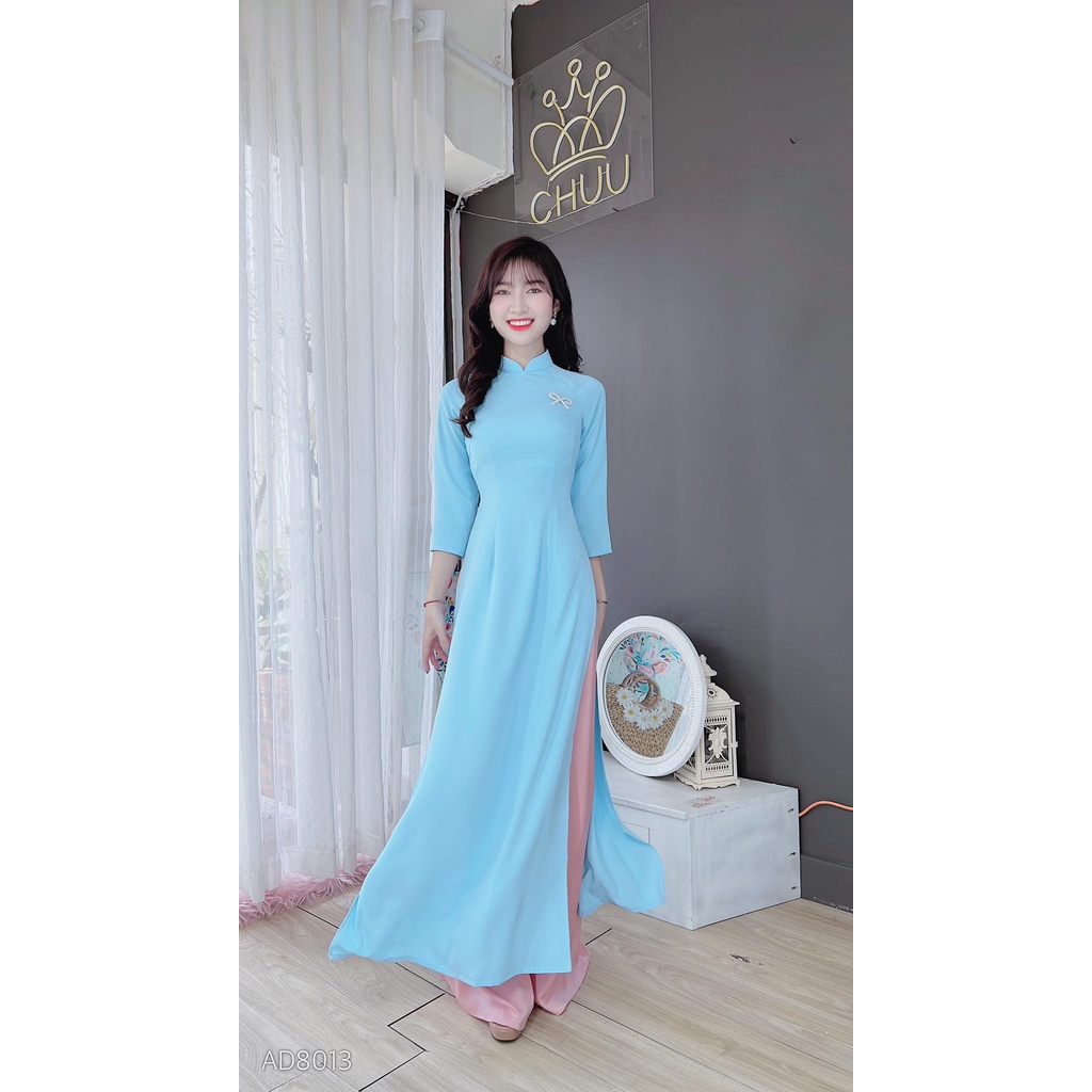 Áo dài lụa Ý truyền thống không kèm quần CHUU AD8013
