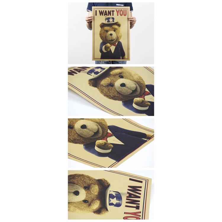 Tranh treo tường trang trí hình gấu bông đáng yêu 51x36cm