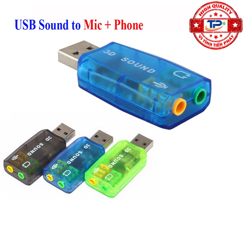 Bộ chuyển USB ra âm thanh ( cổng mic và phone 3.5mm) - USB 3D Sound Audio dùng cho máy tính PC và Laptop