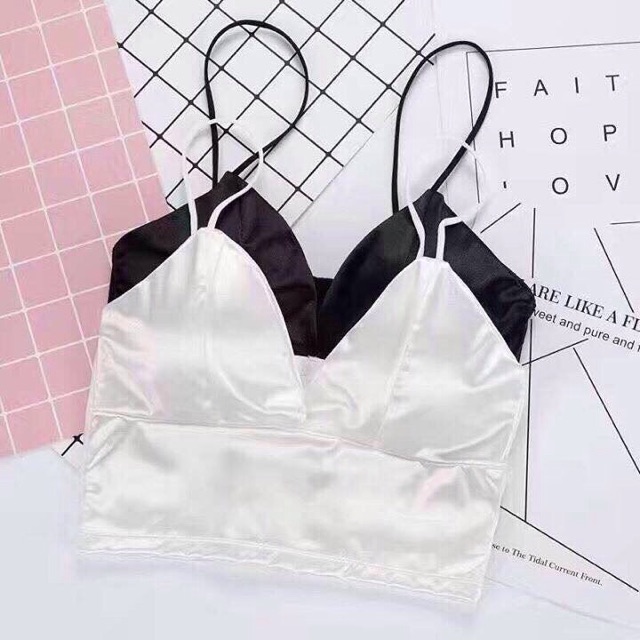 Áo bra dây mảnh bản to dây mix đồ cực xinh sexy, áo ngực áo lót Bralette đệm mút mỏng màu đen trắng | BigBuy360 - bigbuy360.vn