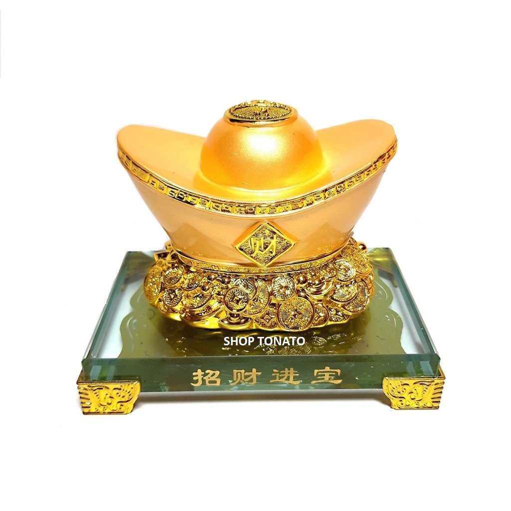 THỎI VÀNG PHONG THỦY ĐẾ THỦY TINH 3003 CAO 10CM