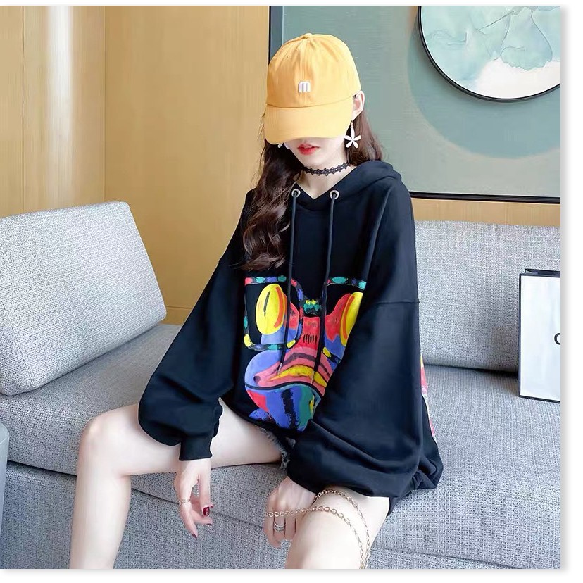 ÁO HOODIE NỮ FOM RỘNG PHỐI HẠO TIẾT ẾCH BẢY MÀU HÀNG CAO CẤP