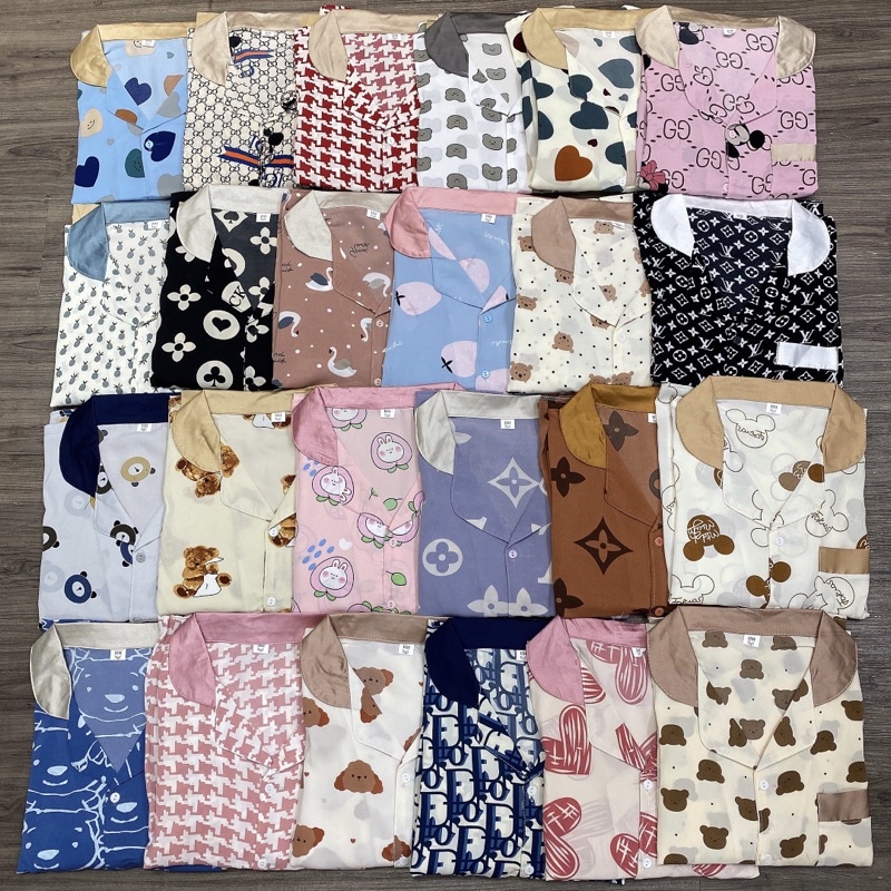 Bộ pijamas lụa lửng ngố mặc nhà hàng thiết kế cao cấp nhiều hình chất mát