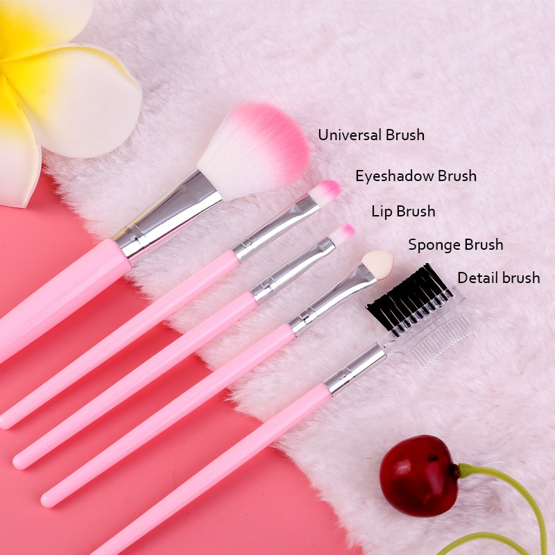 Set 5 Cọ Trang Điểm GDTIMA Màu Hồng Sành Điệu Đẹp Mắt