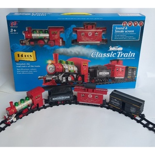 Đồ chơi tàu hỏa chạy trên đường ray Classic Train cửa mở được có hiệu ứng đèn khói nhạc