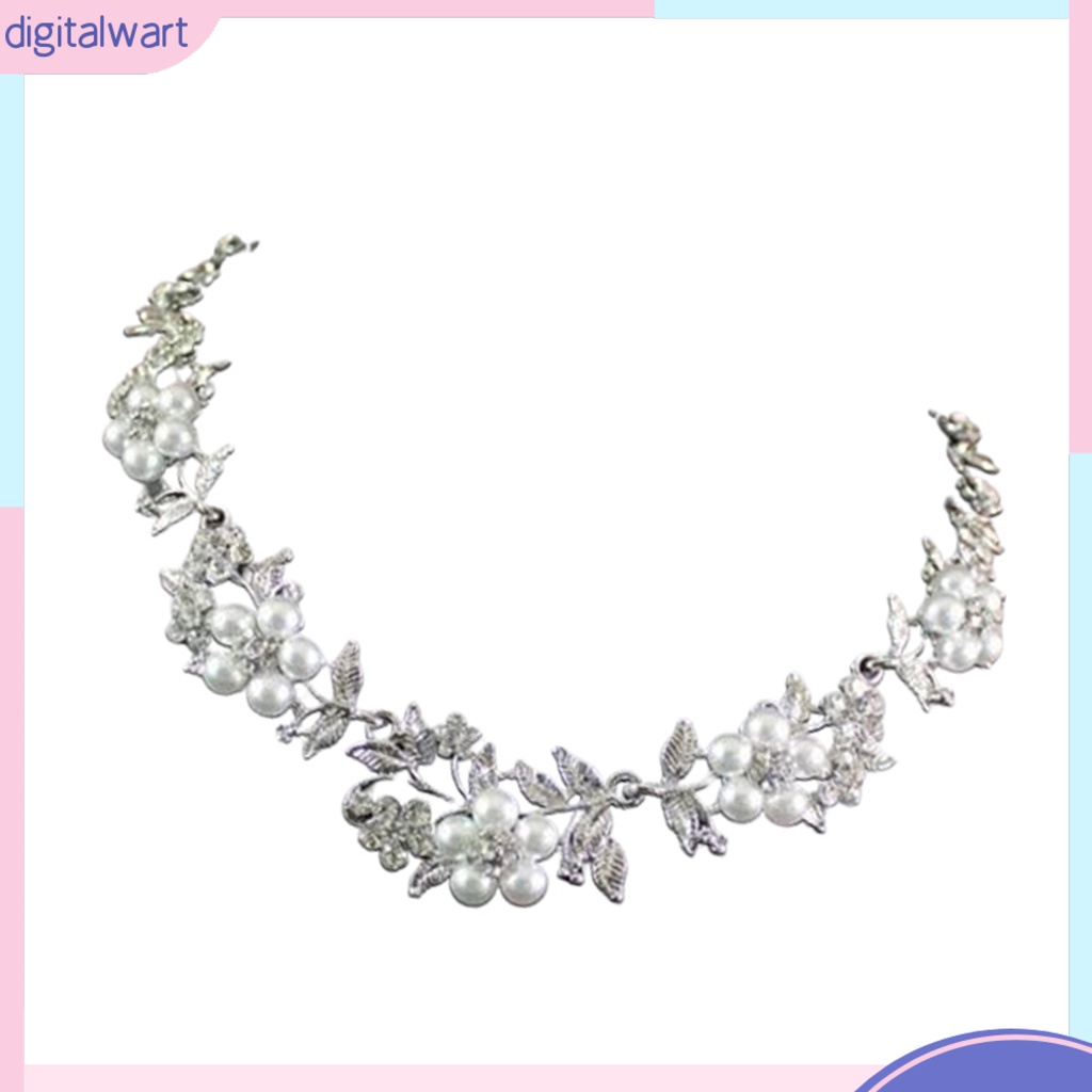 Bộ trang sức cô dâu mạ bạc đính ngọc trai giả sang trọng