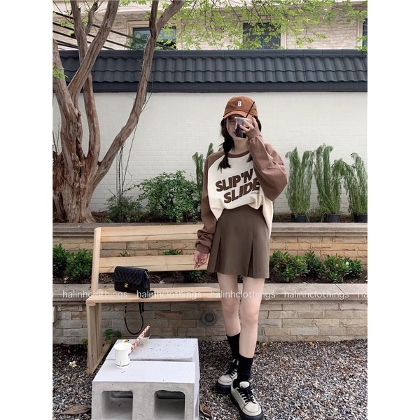 Chân váy dáng ngắn nữ màu nâu phong cách Hàn Quốc M982 | BigBuy360 - bigbuy360.vn