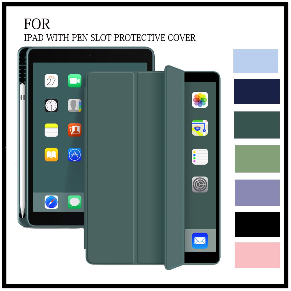 ❀✕Bao da máy tính bảng có khe giữ bút cho IPAD GEN 8 10.2 AIR 4 10.9 PRO 11 AIR 2 AIR 1 6 5 9.7 AIR 3 10.5 MINI 5 MINI 4