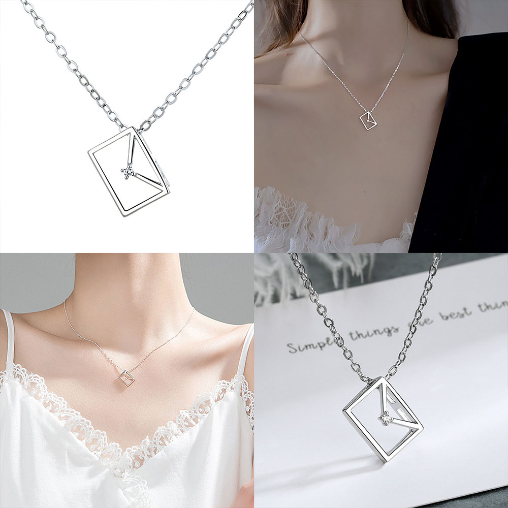 vòng cổ Mặt Hình Phong Thư Đính Đá Thời Trang Cho Nữ