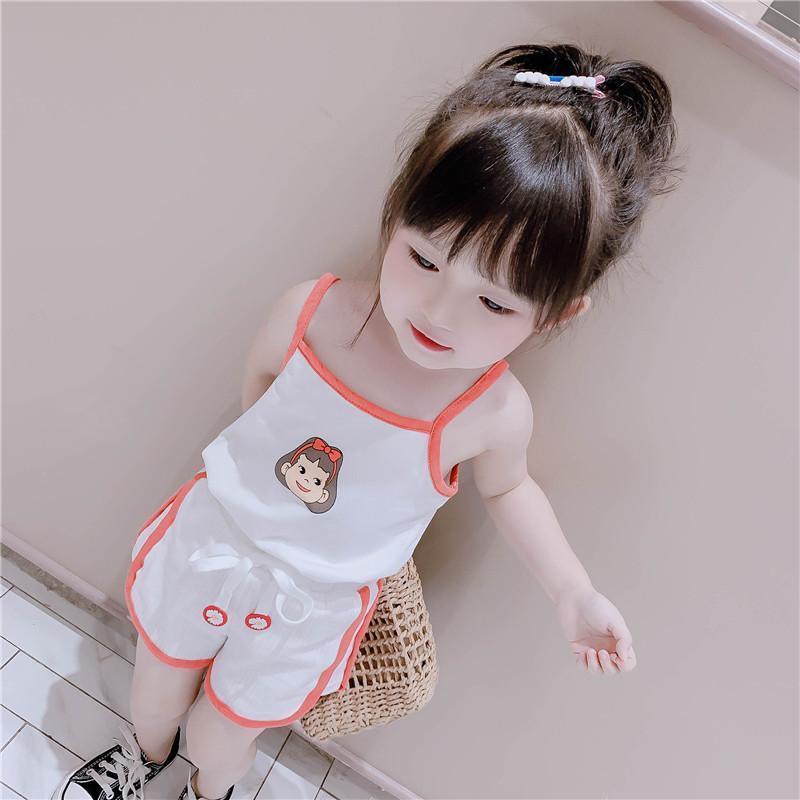 Bộ Trang Phục Hai Mảnh Áo Hai Dây Thể Thao Màu Đỏ Thời Trang Mới 2021 Dành Cho Bé Gái