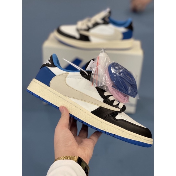 (FREESHIP+HỘP+QUÀ) Giày Thể Thao Air Jordan 1 Low Travis Scott Fragment  Cổ Thấp Màu Xanh đen Siêu Đẹp Sneaker World | BigBuy360 - bigbuy360.vn