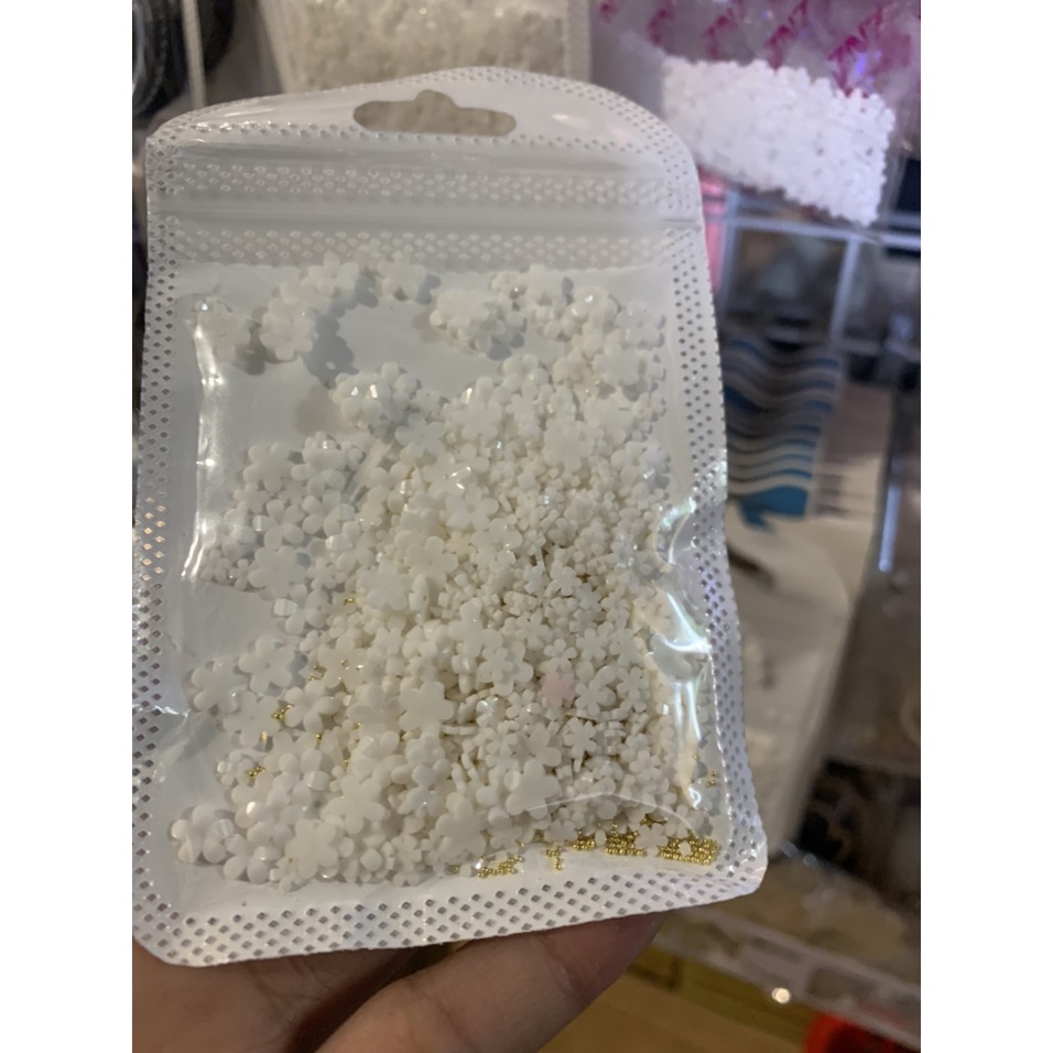 Hoa sứ nhí mix bi trang trí móng  2 màu