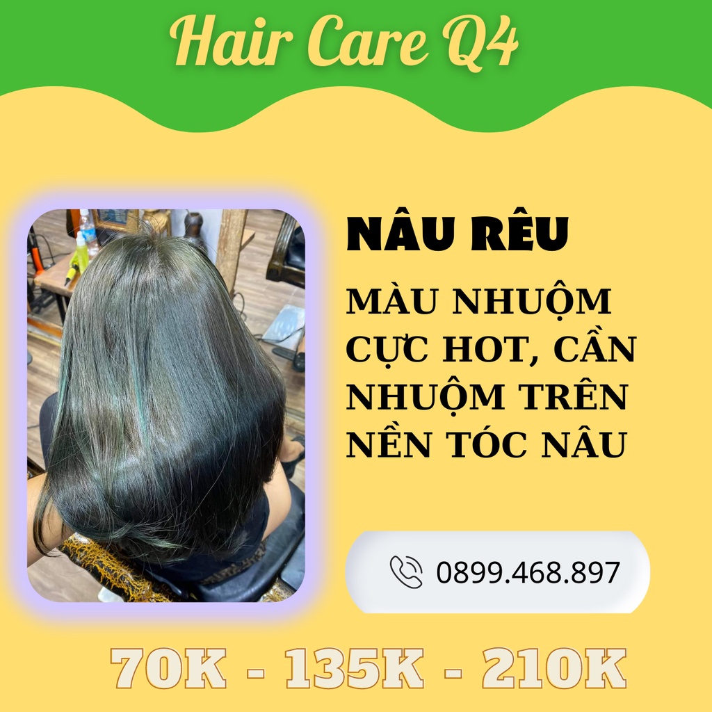 Thuốc Nhuộm Tóc màu xanh rêu, nâu rêu không tẩy- Hair CAre Q4