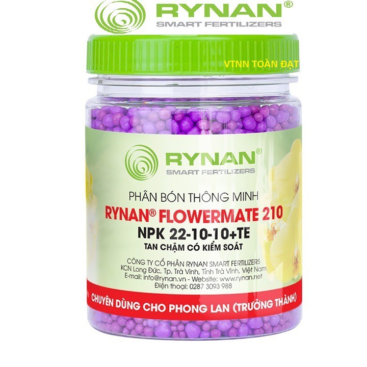 Phân Tan Chậm Thông Minh RYNAN 210 (150g), Phân NPK 20-10-10+TE dùng cho hoa lan, cây kiểng