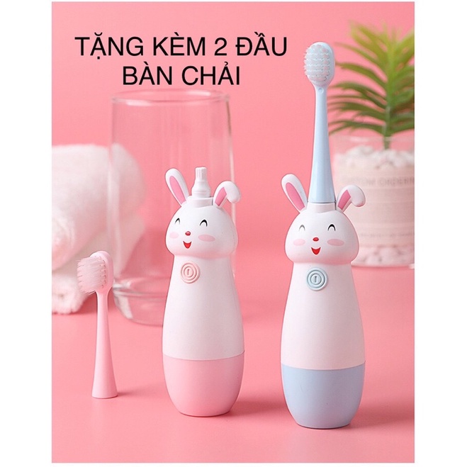 Bàn Chải Đánh Răng Điện Tự Xoay Cho Bé Từ 2 Đến 10 Tuổi Hình Thỏ Dễ Thương