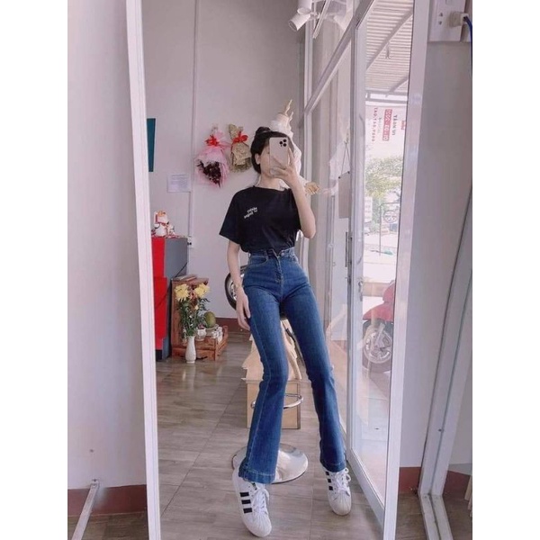 Quần Ống Loe. Lưng Cao Trên Rốn. Co Giãn Mạnh. Dài Quần 1m05. size 60kg Đến 95Kg