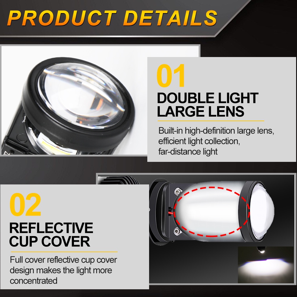 Đèn Pha LED Bi Cầu Mini H4 Y6D/AES Công Xuất 37w Lắp Ô tô, Xe Máy + tín hiệu đèn quà tặng