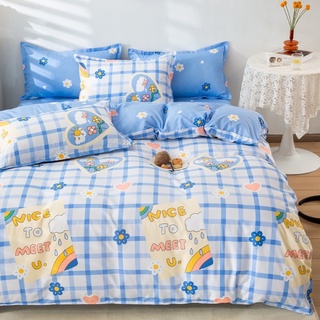 Bộ Ga Trải Giường 5 Món Cotton 98% Lá Trắng Xanh M2-M4-M6-M8x2M