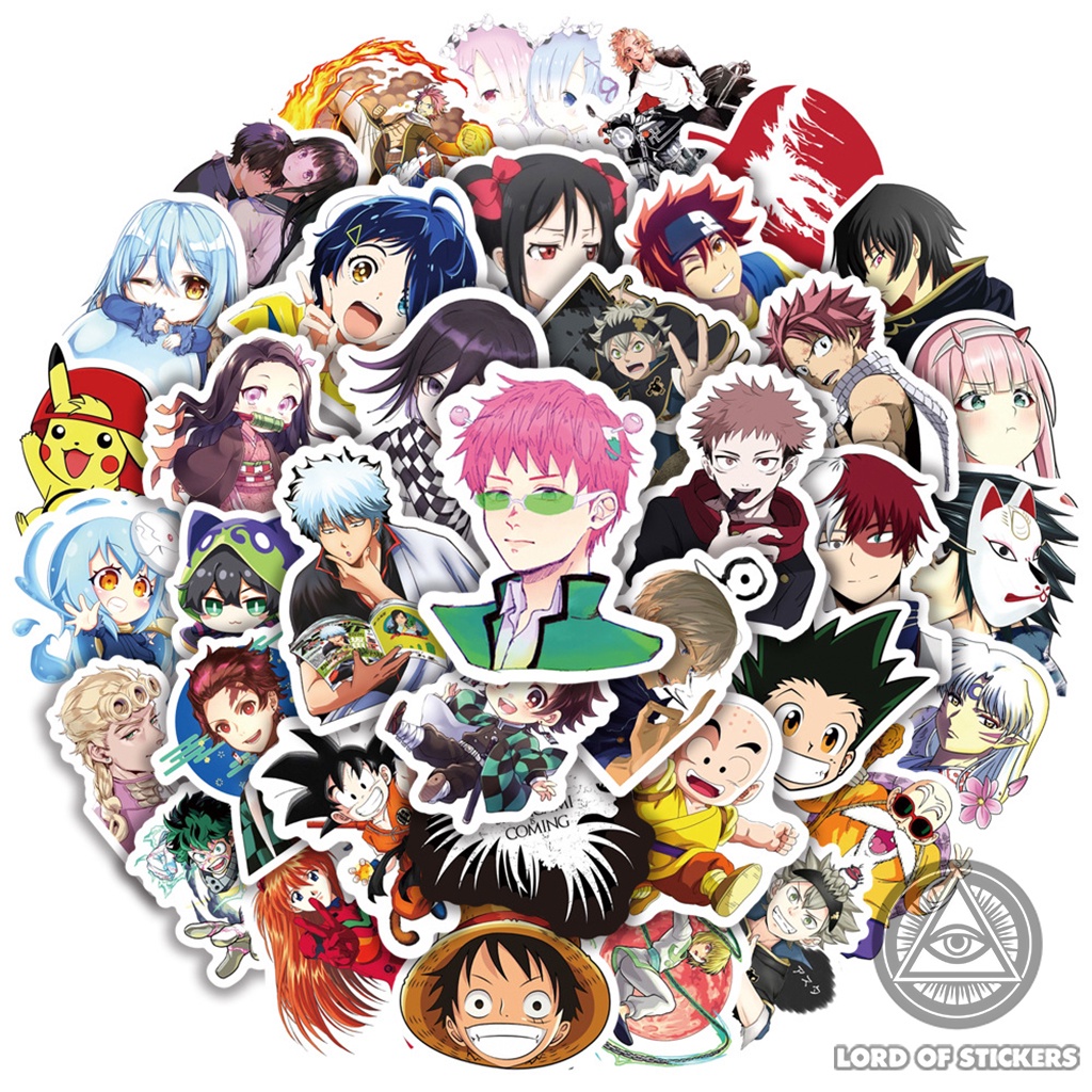 Set 100 Nhãn Dán Hình Nhân Vật Truyện Tranh Anime Manga Sticker Chống Thấm Nước Trang Trí Mũ Bảo Hiểm, Laptop, Vali, Sổ