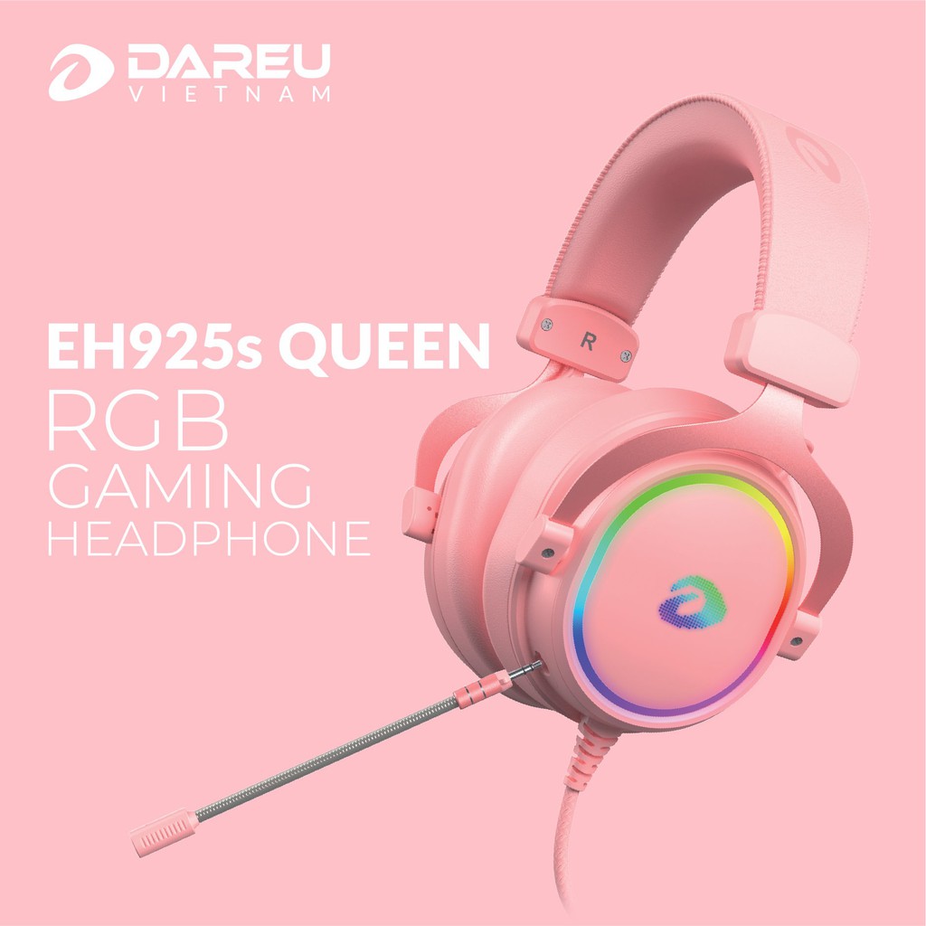Tai Nghe Dareu EH925S Pink Gaming - LED RGB 7.1 giả lập ( mic rời - EH925s hồng )