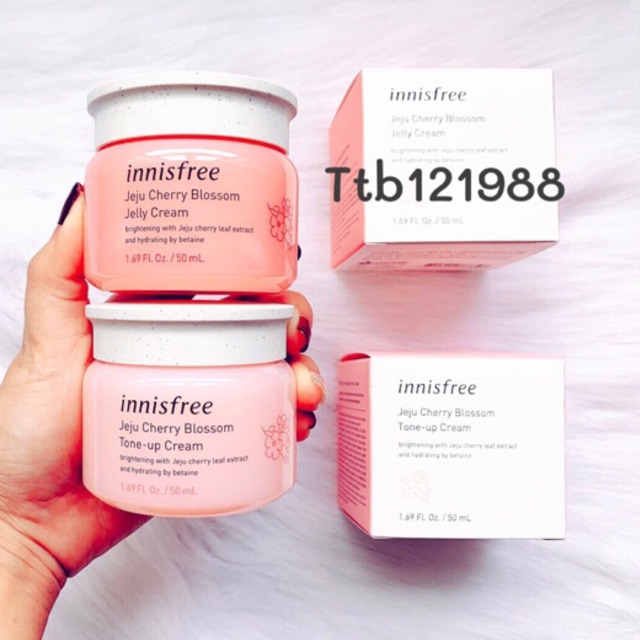 Kem Mặt Innisfree Jeju Cherry Blossom Tone Up + Jelly Cream