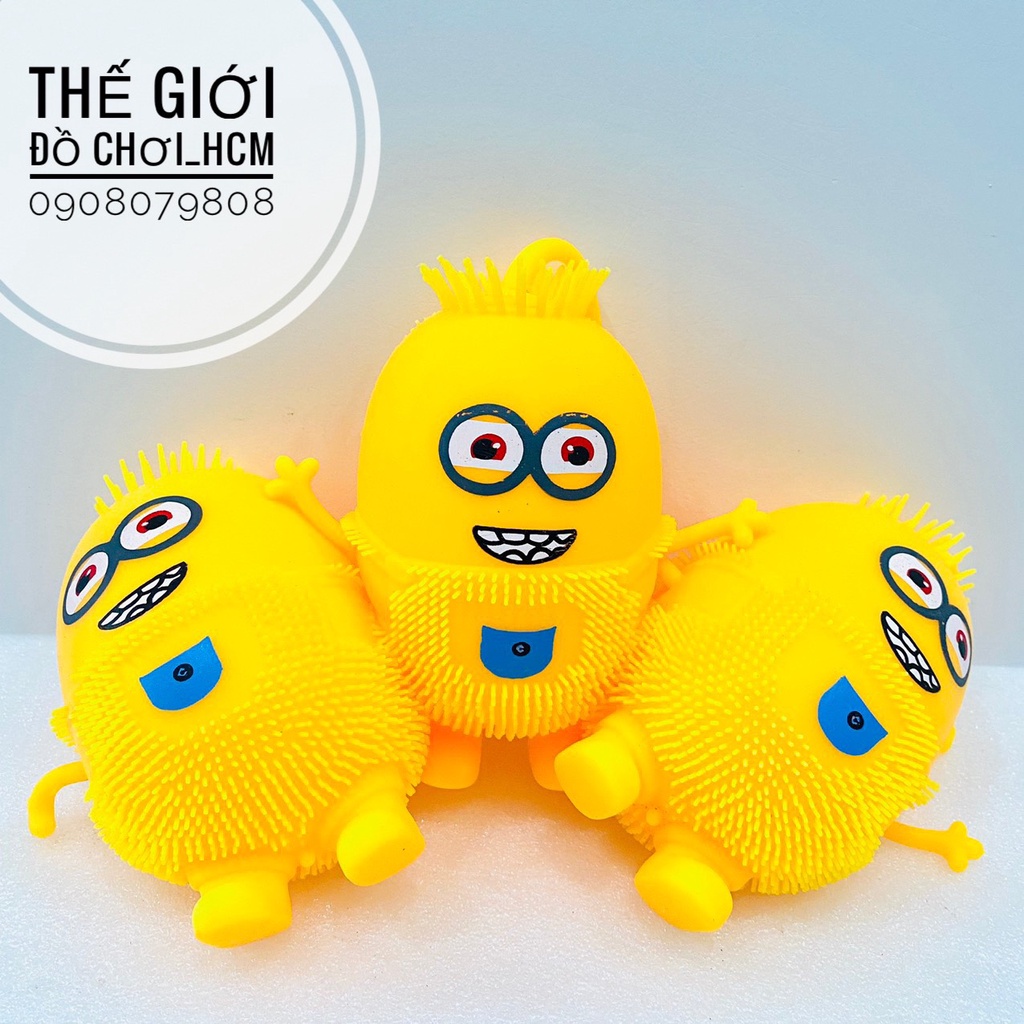 [RẺ- VUI NHỘN] Đồ chơi bóp bong bóng đàn hồi hình Minion có đèn sáng, bóp tay bằng silicon giảm căng thẳng .