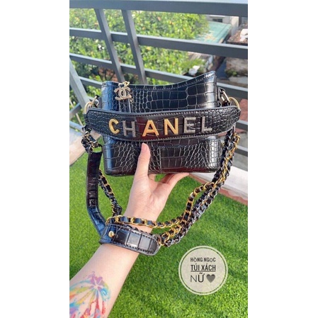 Túi hobo CHANEL đen dập vân cá sấu cao cấp hàng quảng châu