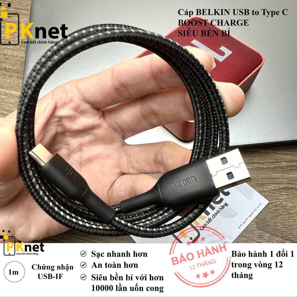 Cáp sạc type c Belkin 3.1 [Siêu Bền, Chính Hãng] dài 1.5M thương hiệu Mỹ, USB to Type C. thumbnail
