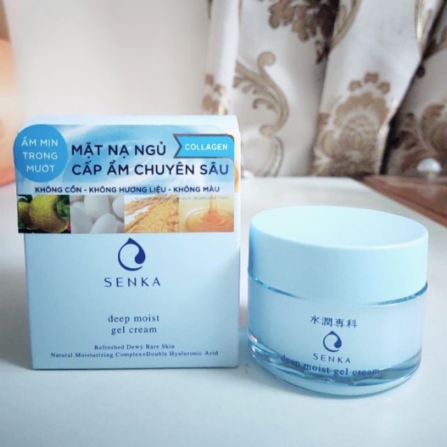 Mặt nạ ngủ cấp ẩm chuyên sâu dạng gel Senka Deep moist Gel Cream 50g dịu nhẹ cho da nhạy cảm