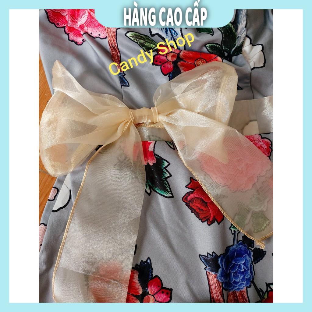 Đầm Nữ - Đầm body hoa hồng tay phồng phối nơ kèm Mút + Ảnh thật (HÀNG SIÊU ĐẸP) | BigBuy360 - bigbuy360.vn