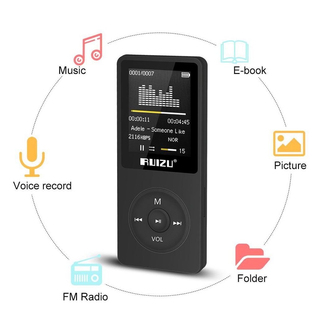 RUIZU X02 - Máy Nghe Nhạc Mp3, Đa Chức Năng (Tặng Tai Nghe)