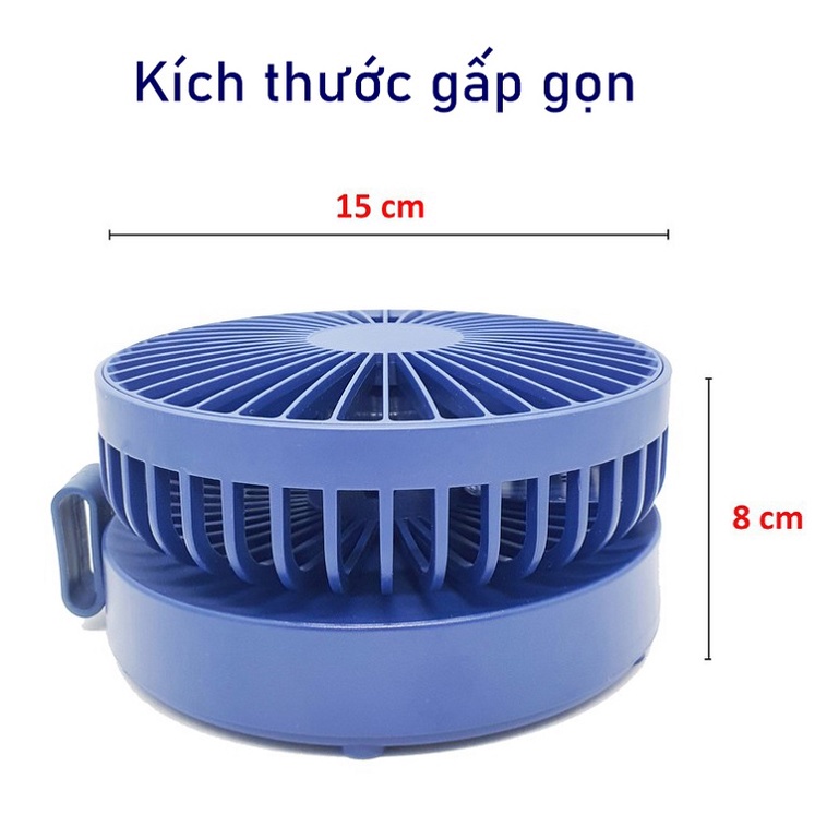 [SẴN HÀNG] Quạt tích điện mini cầm tay gấp gọn để bàn 3 tốc độ, quạt sạc điện mini xoay 180 độ tiện lợi
