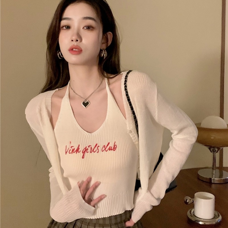 Áo dệt kim ZHELIHANGFEI sát nách hở eo quyến rũ phong cách thời trang cho nữ