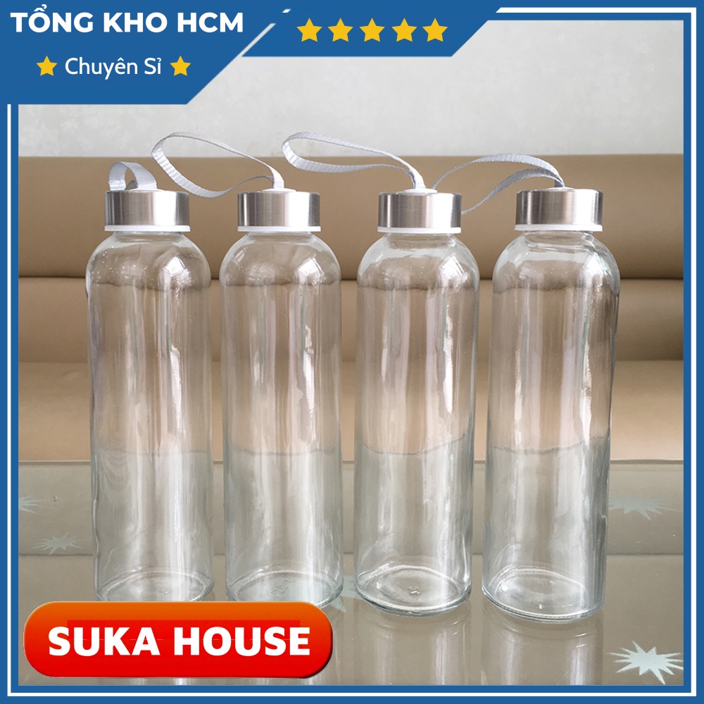 Bình Thủy Tinh 500ml Đựng Nước Có Dây Xách