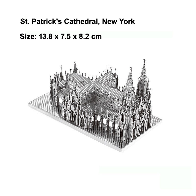 Mô hình 3D kim loại lắp ráp Nhà thờ Thánh Patrick, New York [ Chưa Lắp ]