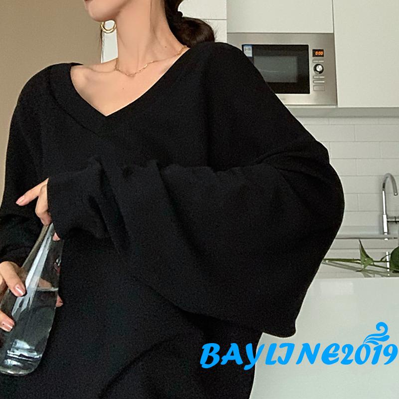 Áo thun tay dài cổ tròn dáng rộng màu sắc thời trang cho nữ