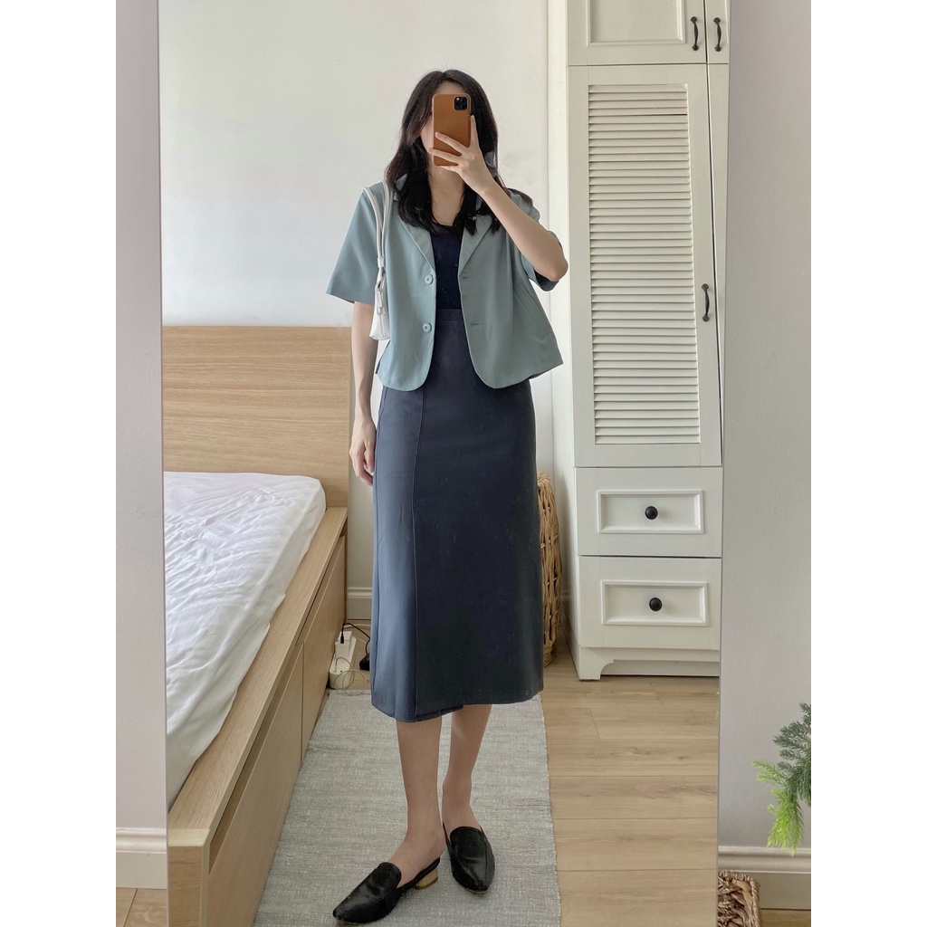 Chân váy dáng dài xẻ lệch _ CV0043