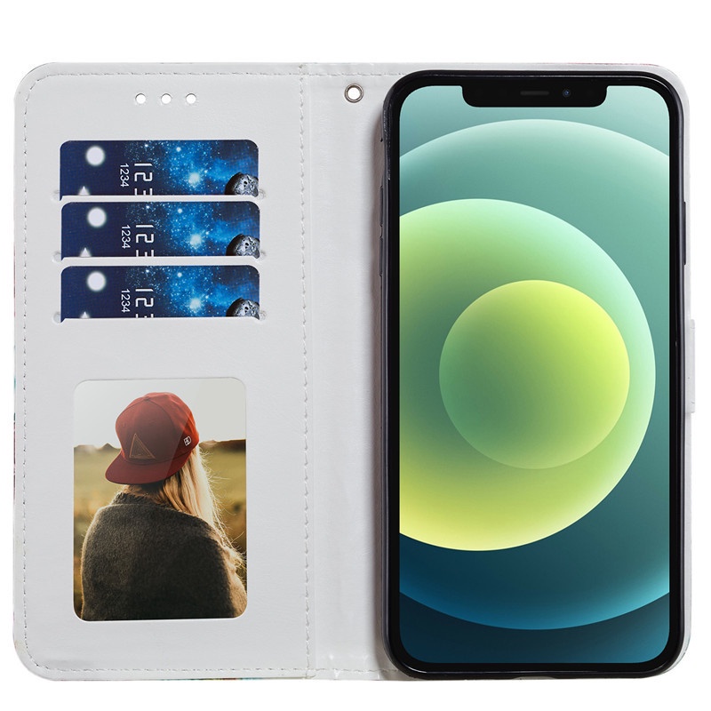 Ốp điện thoại da PU họa tiết chuông gió nhiều màu có giá đỡ cho IPhone 6 Plus 7 8 Plus X XS XR XS MAX 11 Pro MAX 12 Pro MAX