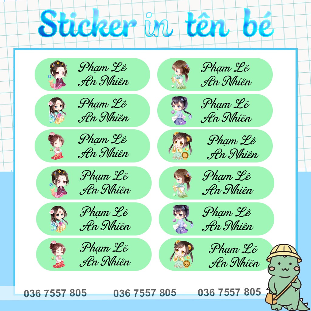 Sticker Dán In Tên Bé - dán đồ dùng học tập cho học sinh - in tên bé theo yêu cầu - giá rẻ nhất năm 2020