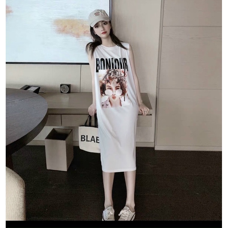 Váy Suông Đầm Dài In Hình Chất Cotton Hàng Loại 1