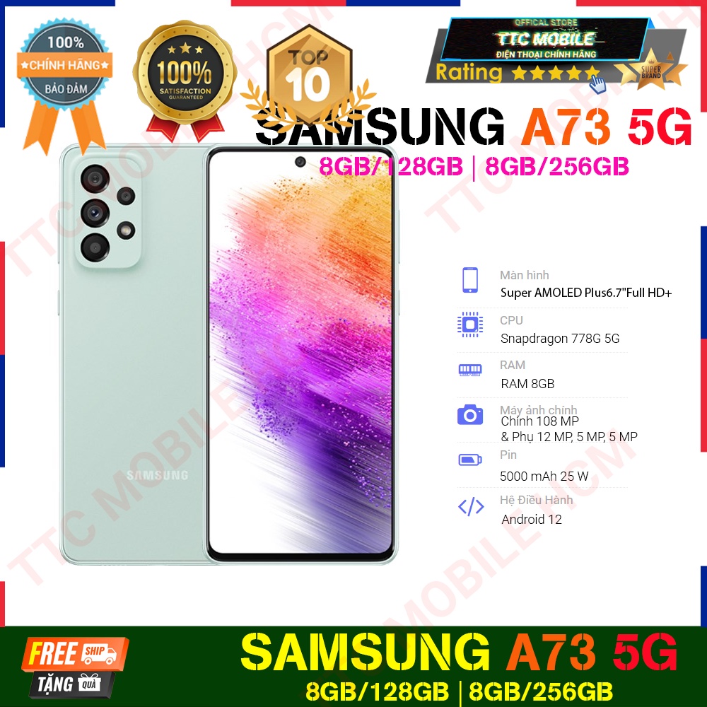 Điện thoại Samsung Galaxy A73 5G (8GB/128GB | 8/256GB) - Hàng Chính Hãng