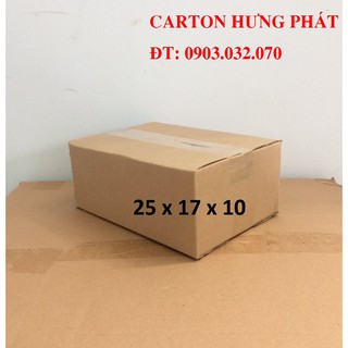 Hộp carton 25x17x10, số lượng: 50 hộp dùng đóng gói hàng