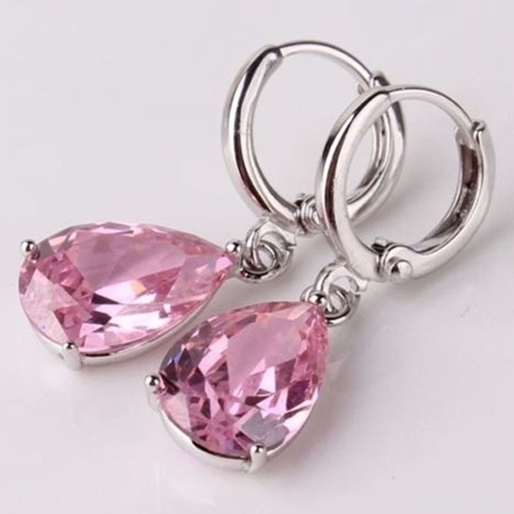 Đôi khuyên tai hình giọt nước đính đá thời trang cho nữ