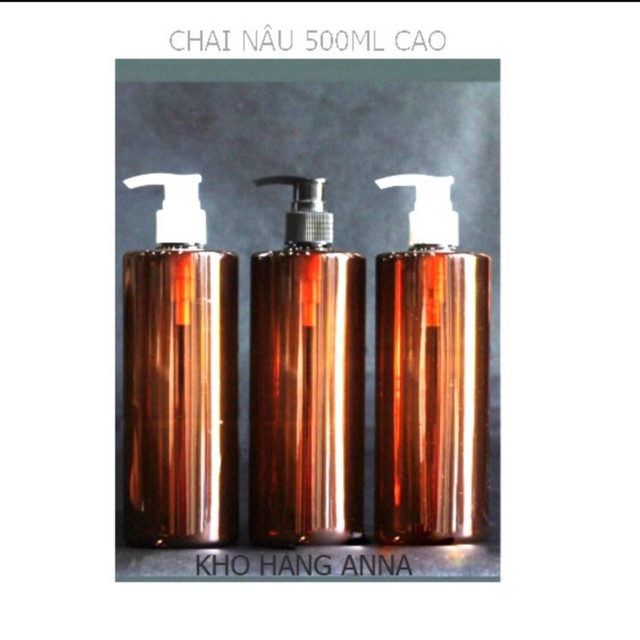 CHAI NHỰA PET NÂU CAO 500ML VÒI NHẤN / XỊT SƯƠNG / XỊT NHỎ GIỌT -  CHAI 500ML MÀU NÂU CAO