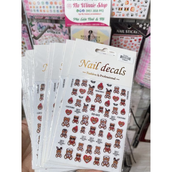 Sticker dán móng nail hình gấu