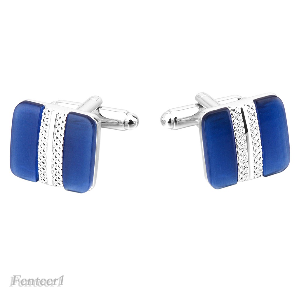 [Fenteer1] Set 2 Khuy Măng Sét Tuxedo Cổ Điển Hình Vuông Mắt Mèo Thời Trang Unisex