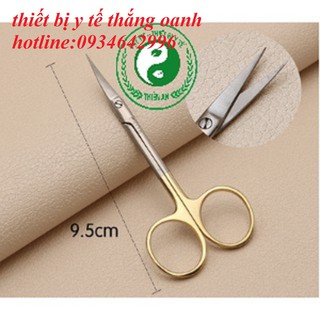 Kéo 10cm chuôi vàng cong và thẳng