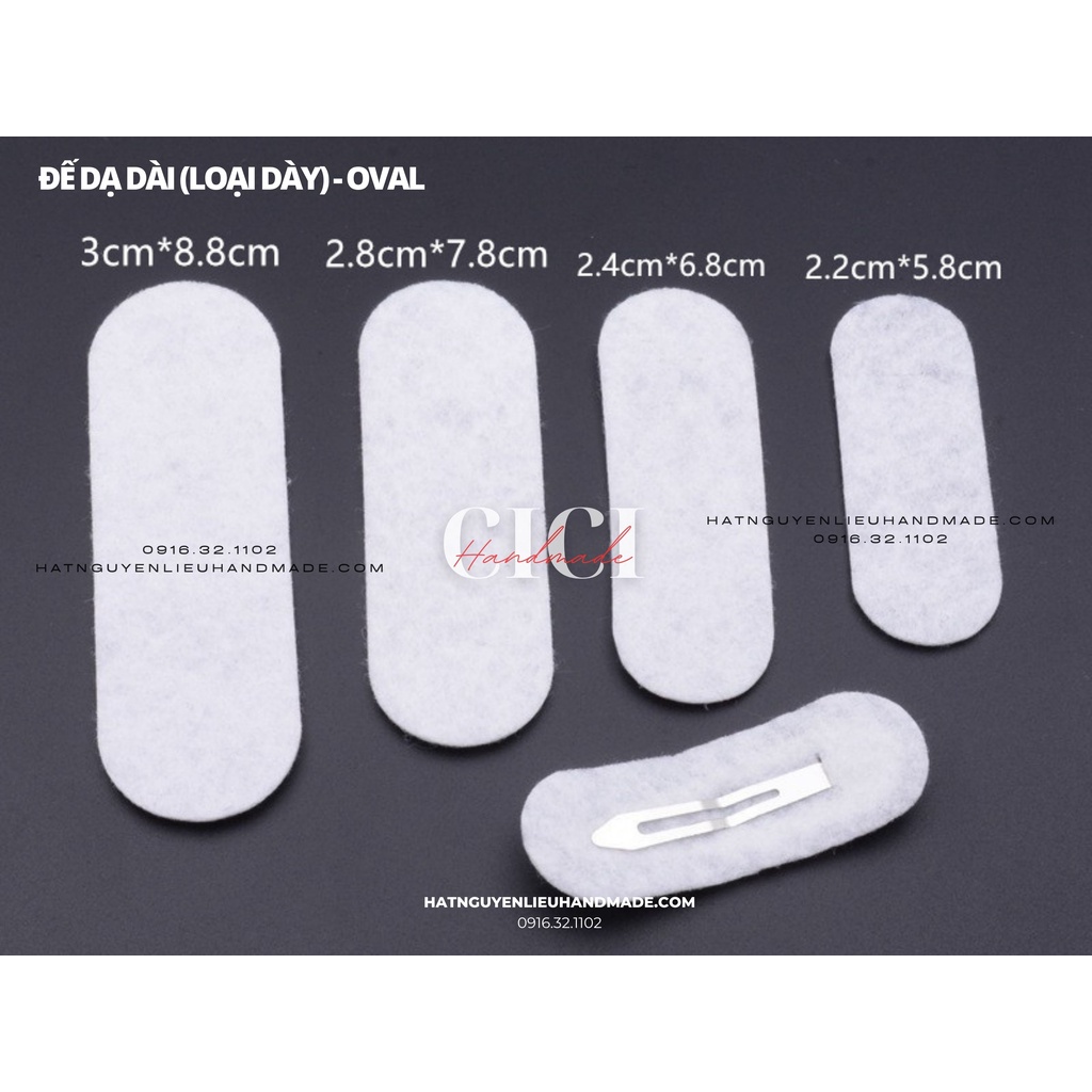 Đế dạ chữ nhật dài đế kẹp tóc kẹp mái Cici Handmade chuyên hạt đá hạt pha lê hạt cườm hạt trang sức tự làm DIY