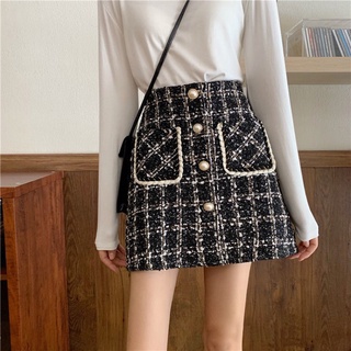 Chân váy dạ tweed dày dặn dáng chữ A